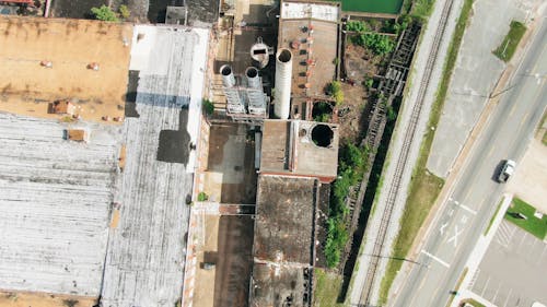 Drone Footage Of Factory Chimney