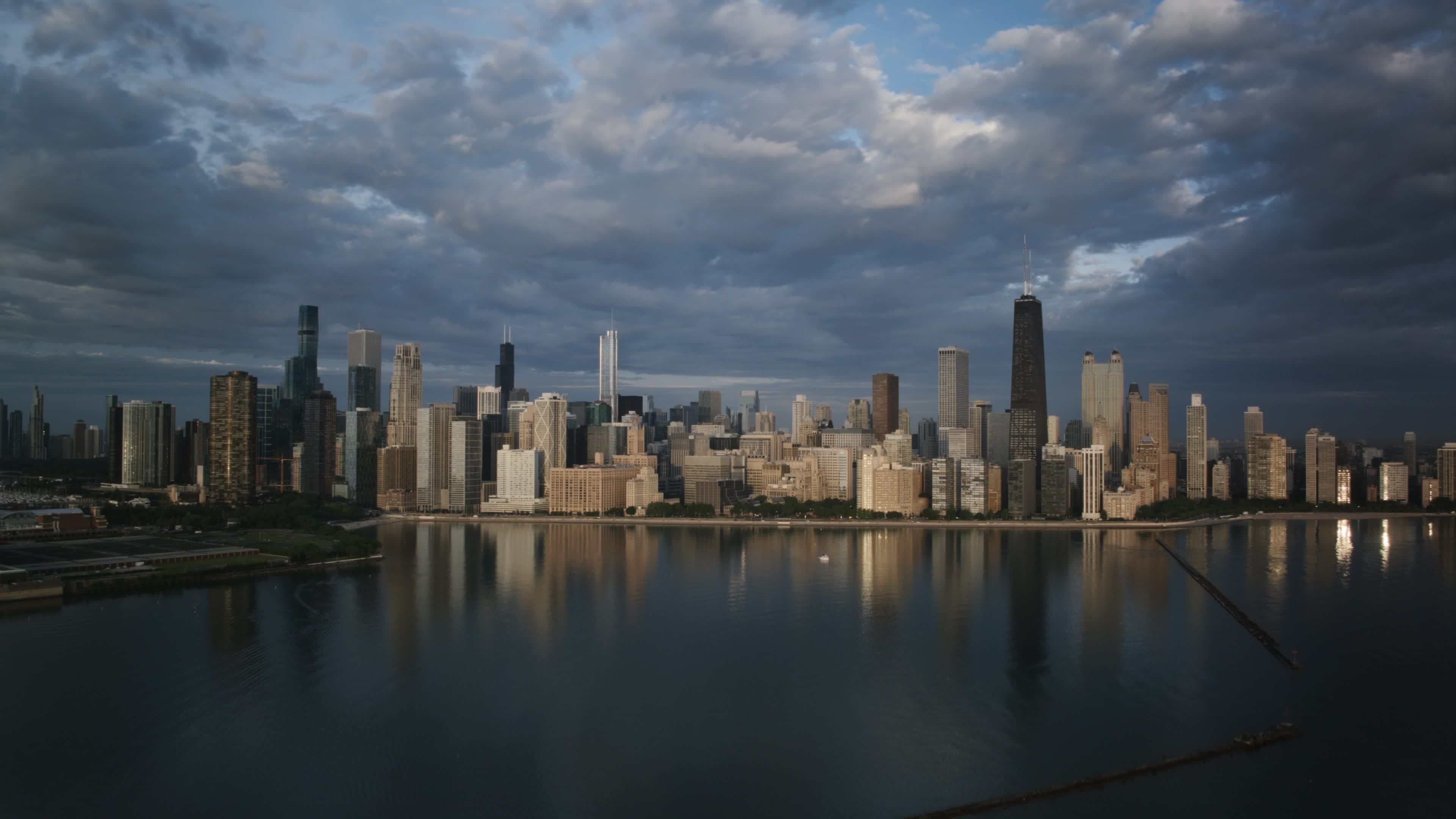 A view of the city skyline from the water Free Stock Video Footage ...