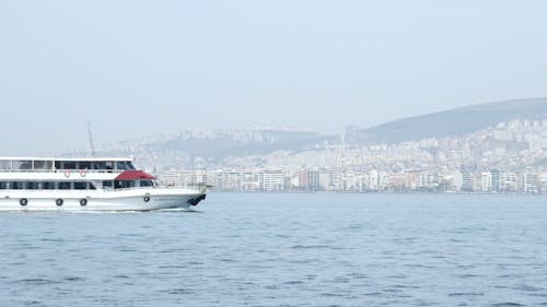 Passenger ship moving at sea