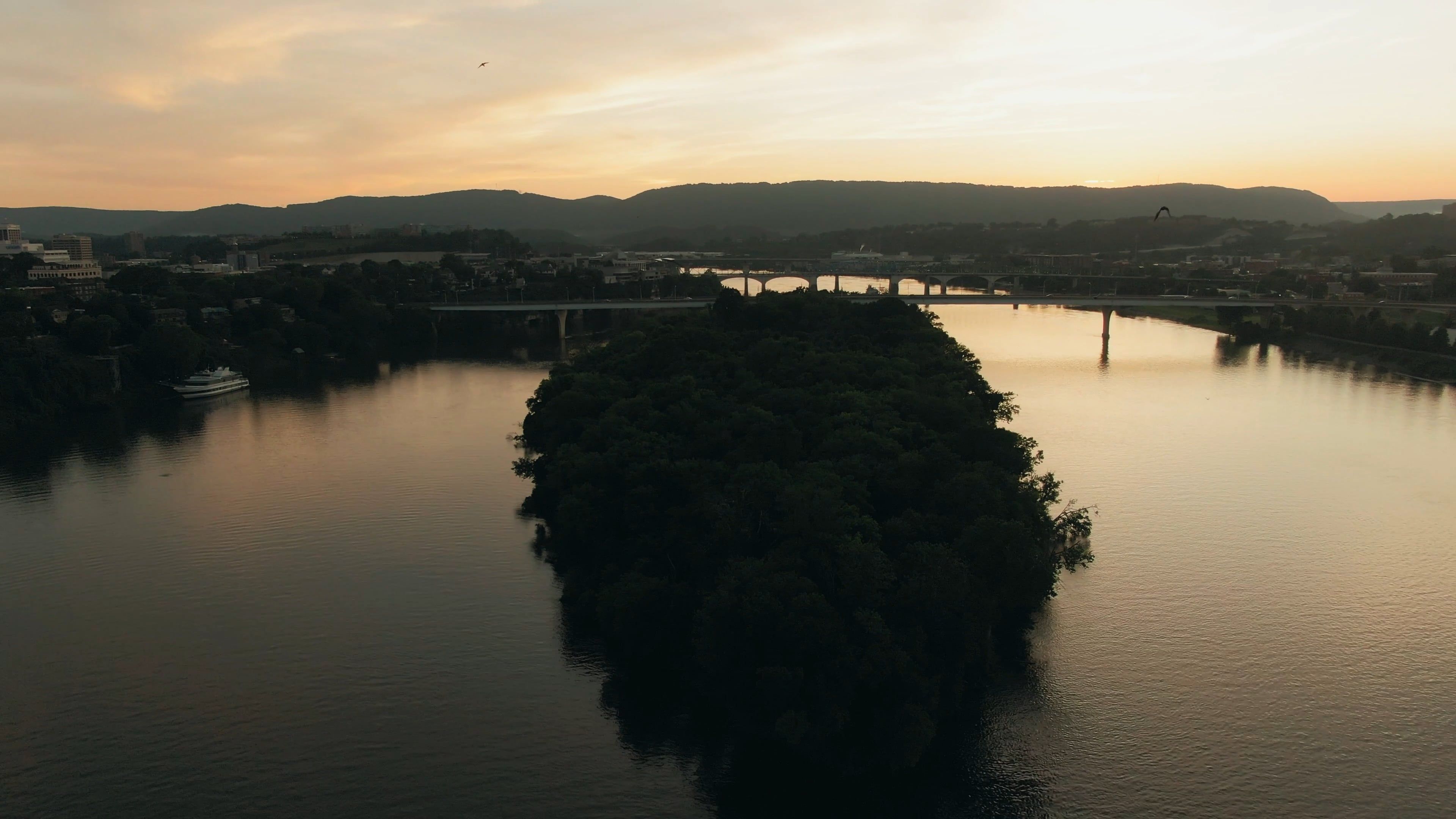 An Island In The Middle Of a River · Free Stock Video