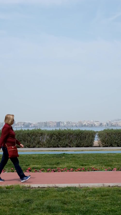 Woman walking on the beach