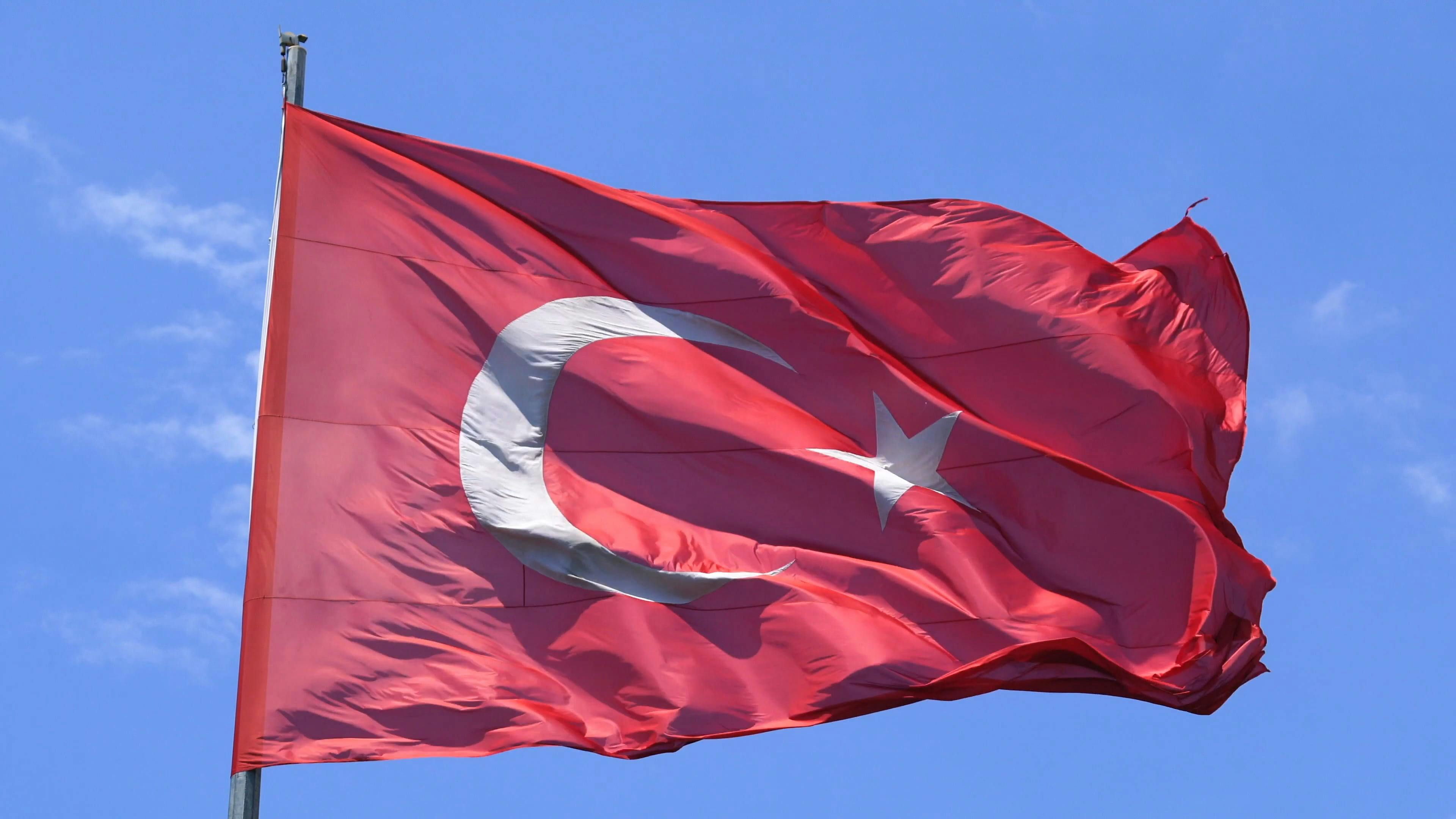 Wind Blowing On A Raised Turkish Flag Free Stock Video Footage,  Royalty-Free 4K & HD Video Clip