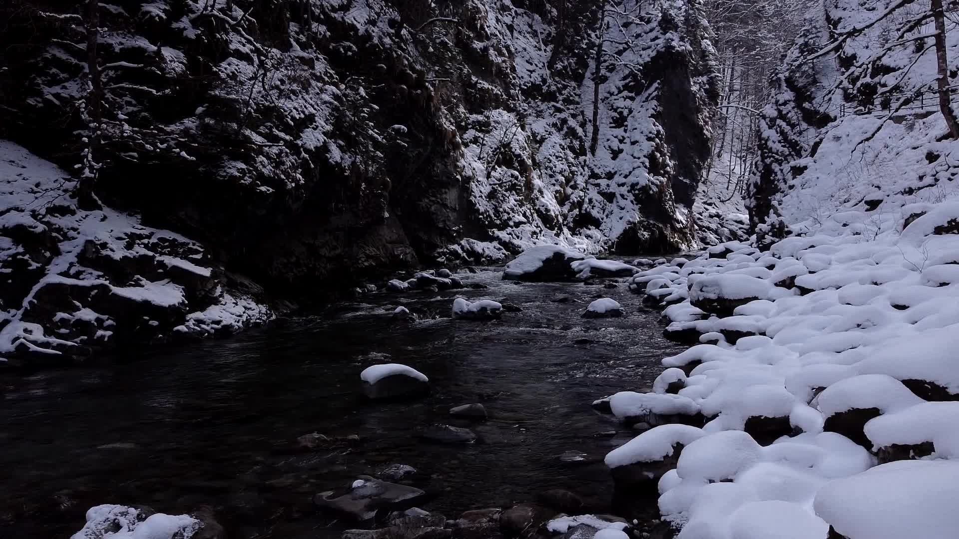 A river in the snow with rocks and snow Free Stock Video Footage ...