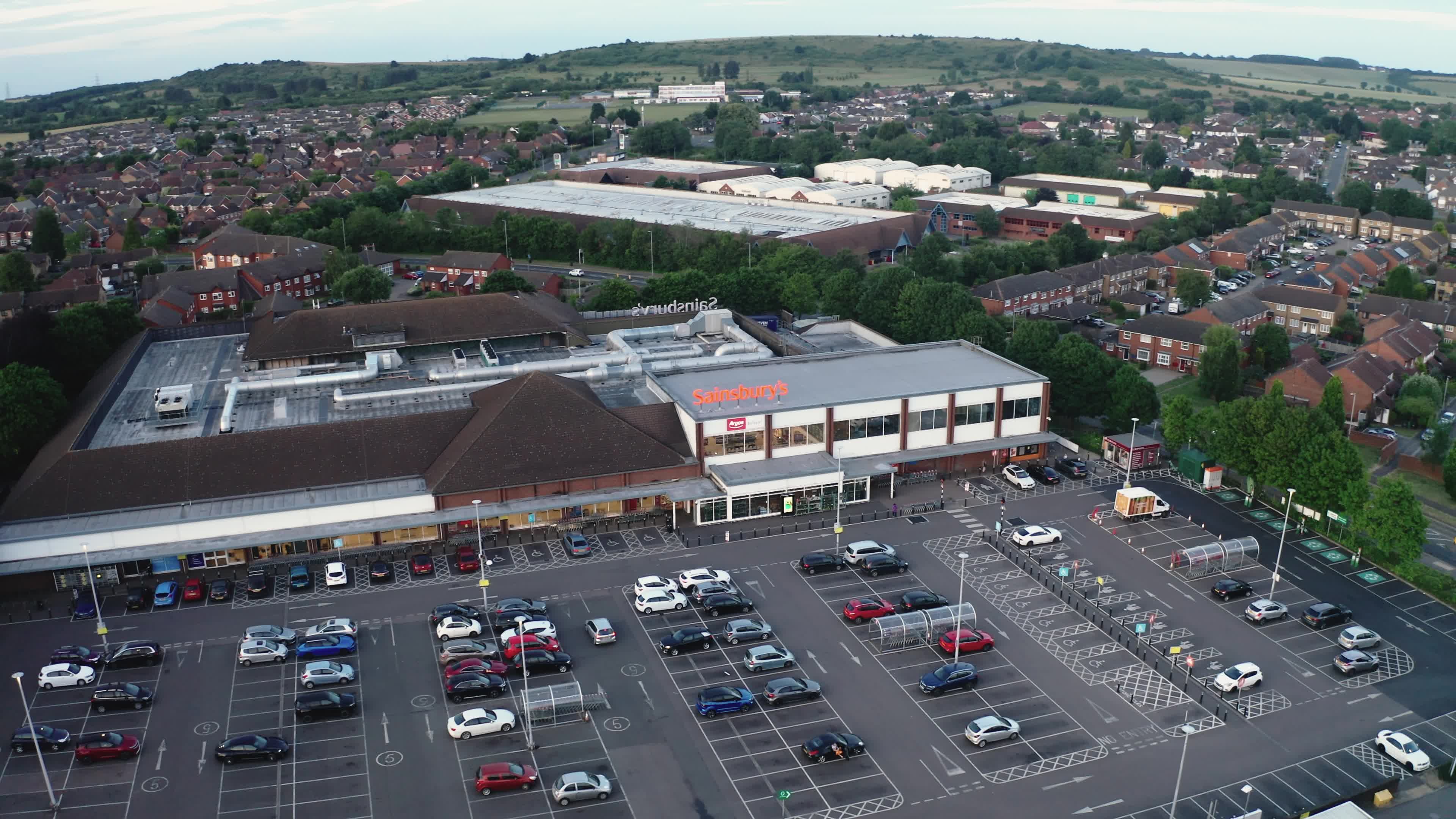 Aerial view of a Sainsbury's supermarket car park and store Free Stock ...