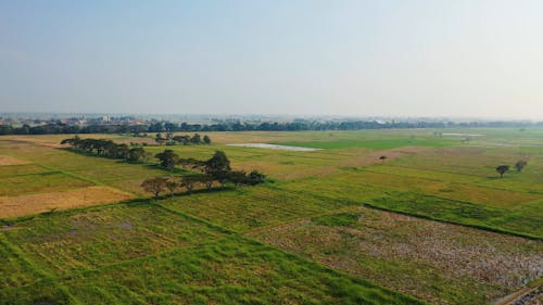 Aerial Footage Of Vast Agricultural Land In A Rural Area