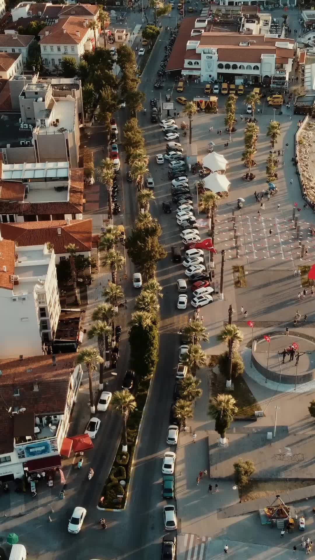 An aerial view of a city with a large parking lot Free Stock Video ...