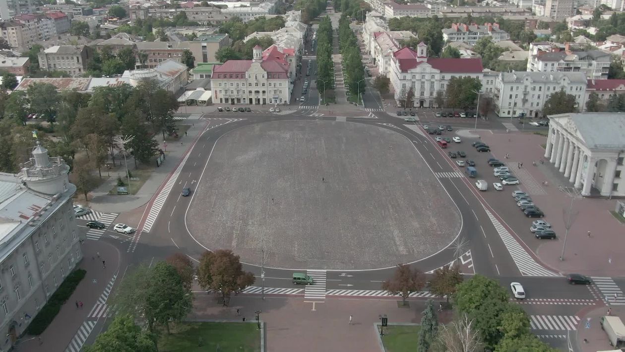 An aerial view of a city with a large square Free Stock Video Footage ...