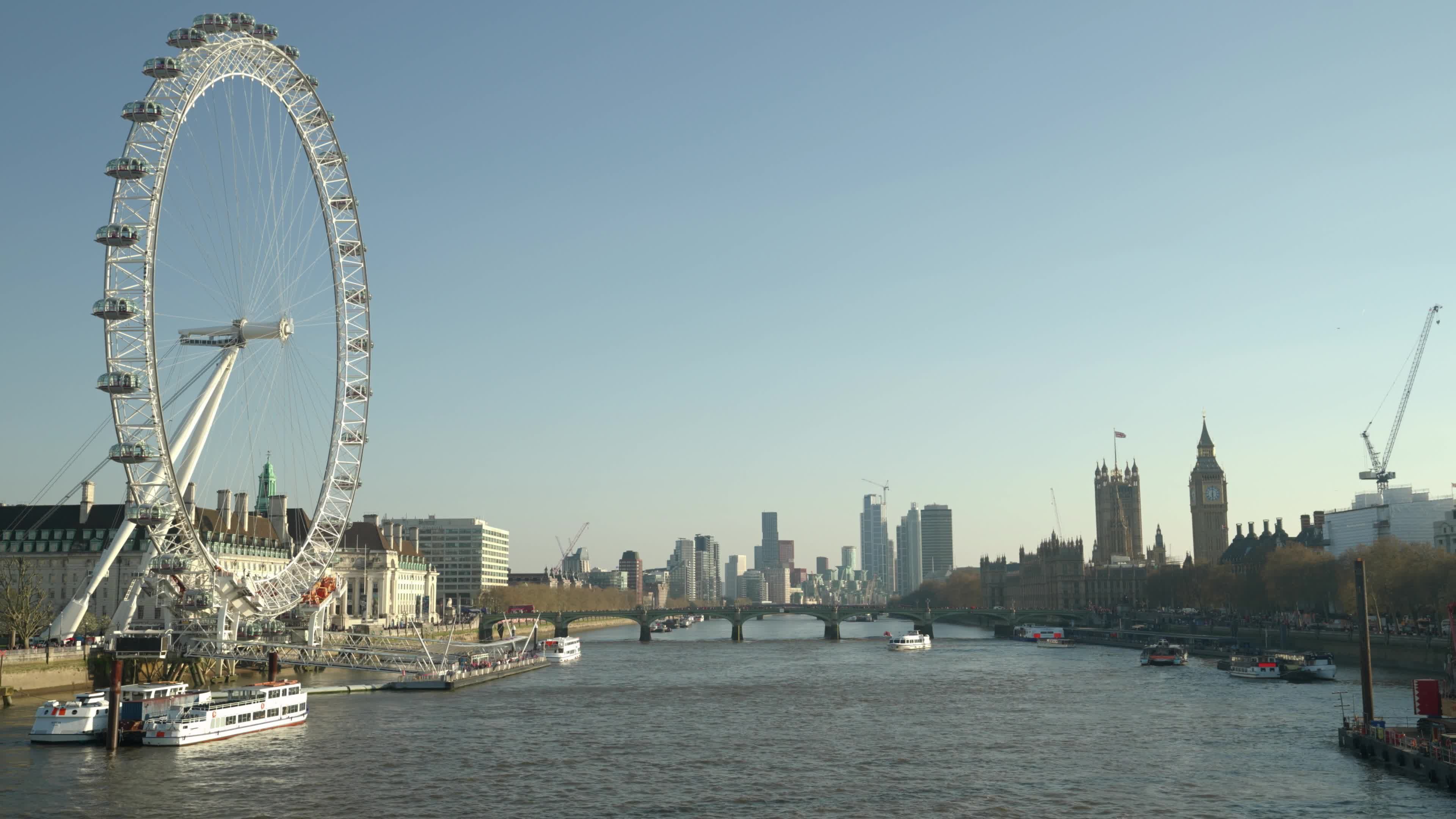 London Eye and Thames River Free Stock Video Footage, Royalty-Free 4K ...