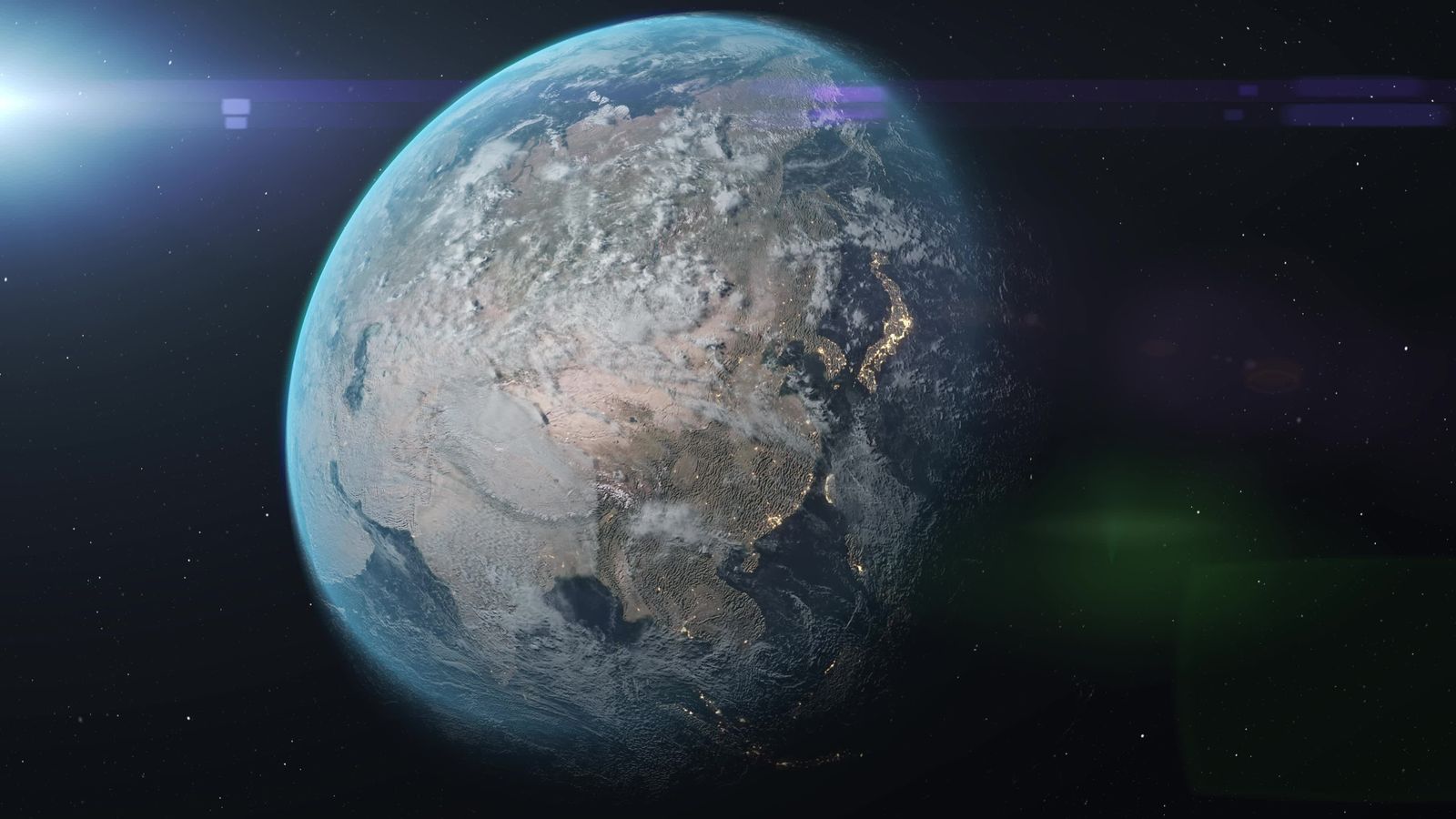 Earth Animation Simulation Digital Simulation Of Airplanes Flying Around The Earth's Atmosphere ...