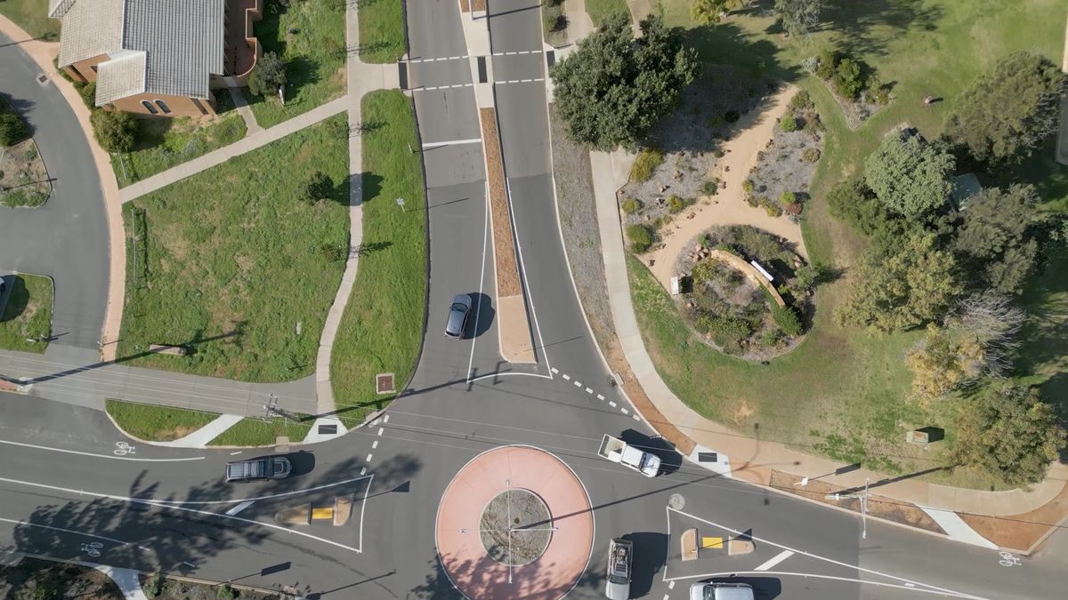 An aerial view of a roundabout in a suburban area Free Stock Video ...