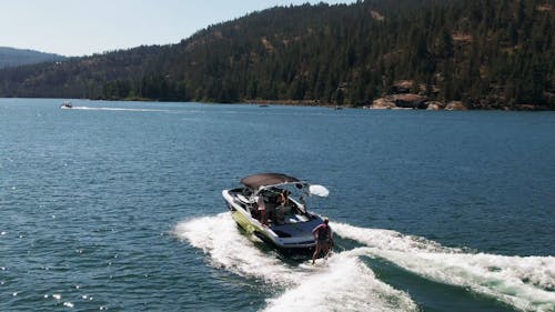 Drone Footage Of A Person Water Skiing