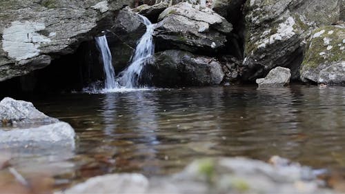 Water Cascading On Rocks Formation