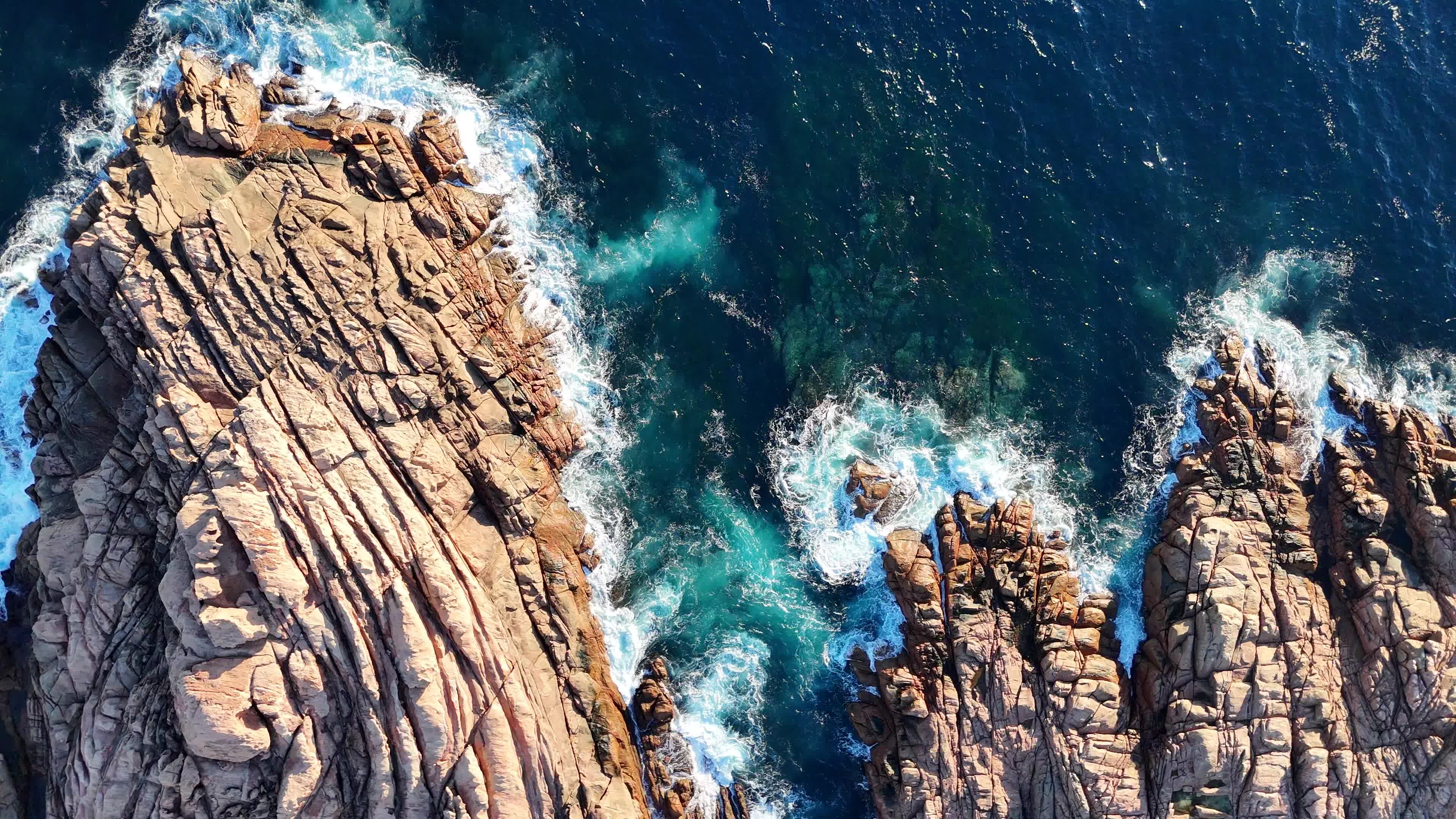 Aerial view of the ocean and rocks Free Stock Video Footage, Royalty ...