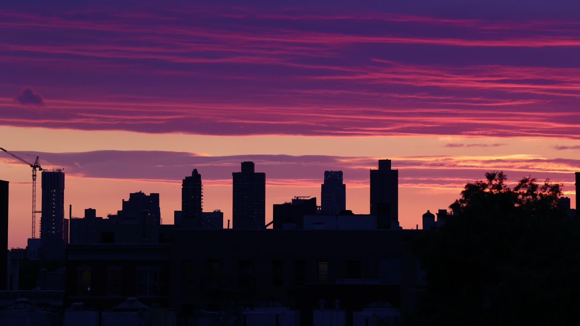 Timelapse of dramatic sunset with New York skyline Free Stock Video ...