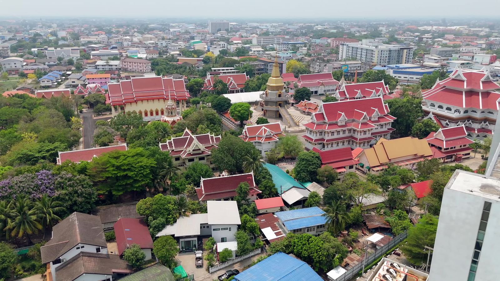 Aerial View of Temples in Udon Thani, Thailand Free Stock Video Footage ...