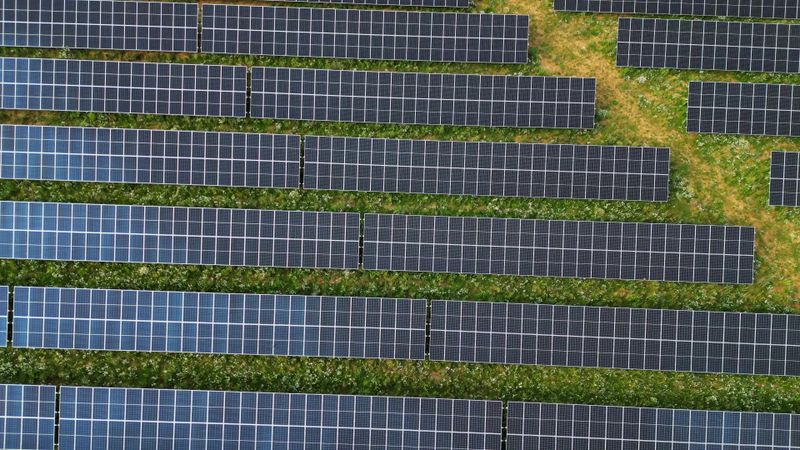 Aerial View of Expansive Solar Farm Free Stock Video Footage, Royalty ...