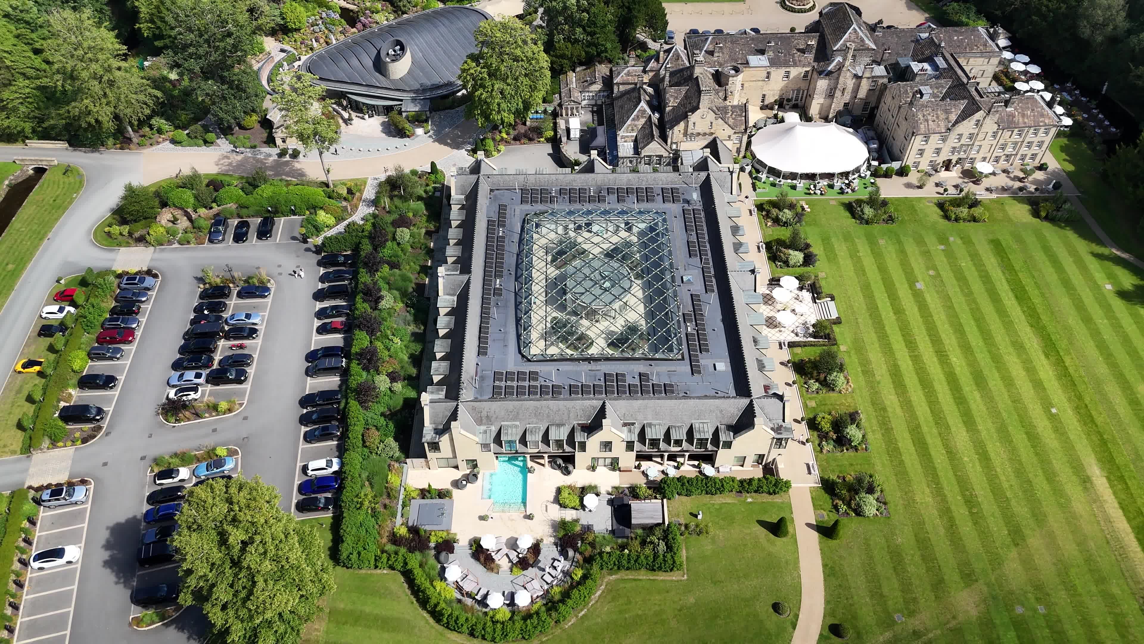 Aerial view of the hotel and grounds Free Stock Video Footage, Royalty ...
