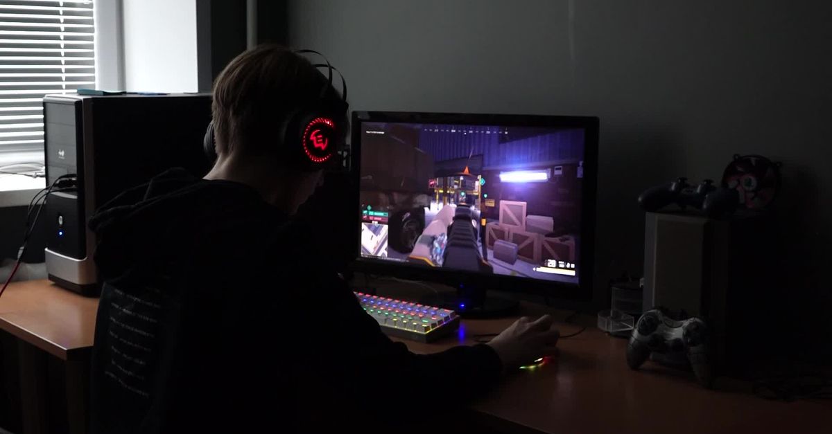 A person playing a video game on a computer Free Stock Video Footage ...