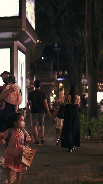 夜晚街道行人商业街免费下载视频素材
