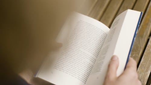 Close-Up View Of A Person Reading A Book