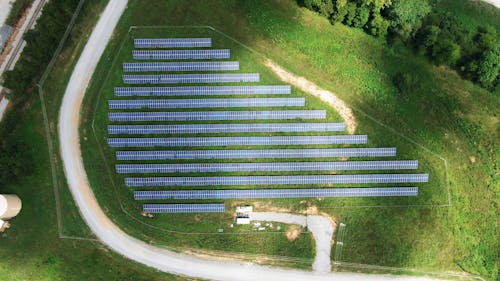Solar Panel In Rows Used For Energy Production