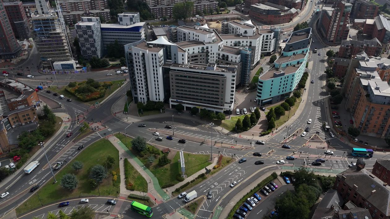 An aerial view of a city with many buildings Free Stock Video Footage ...