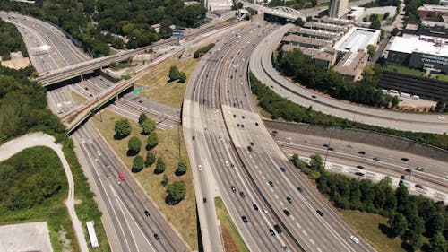 Aerial Footage Of Highway System And Cityscape Of Atlanta, Georgia At Daytime