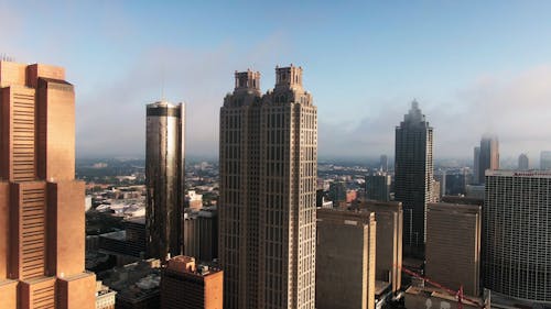 Aerial View Of City Landscape On A Foggy Day