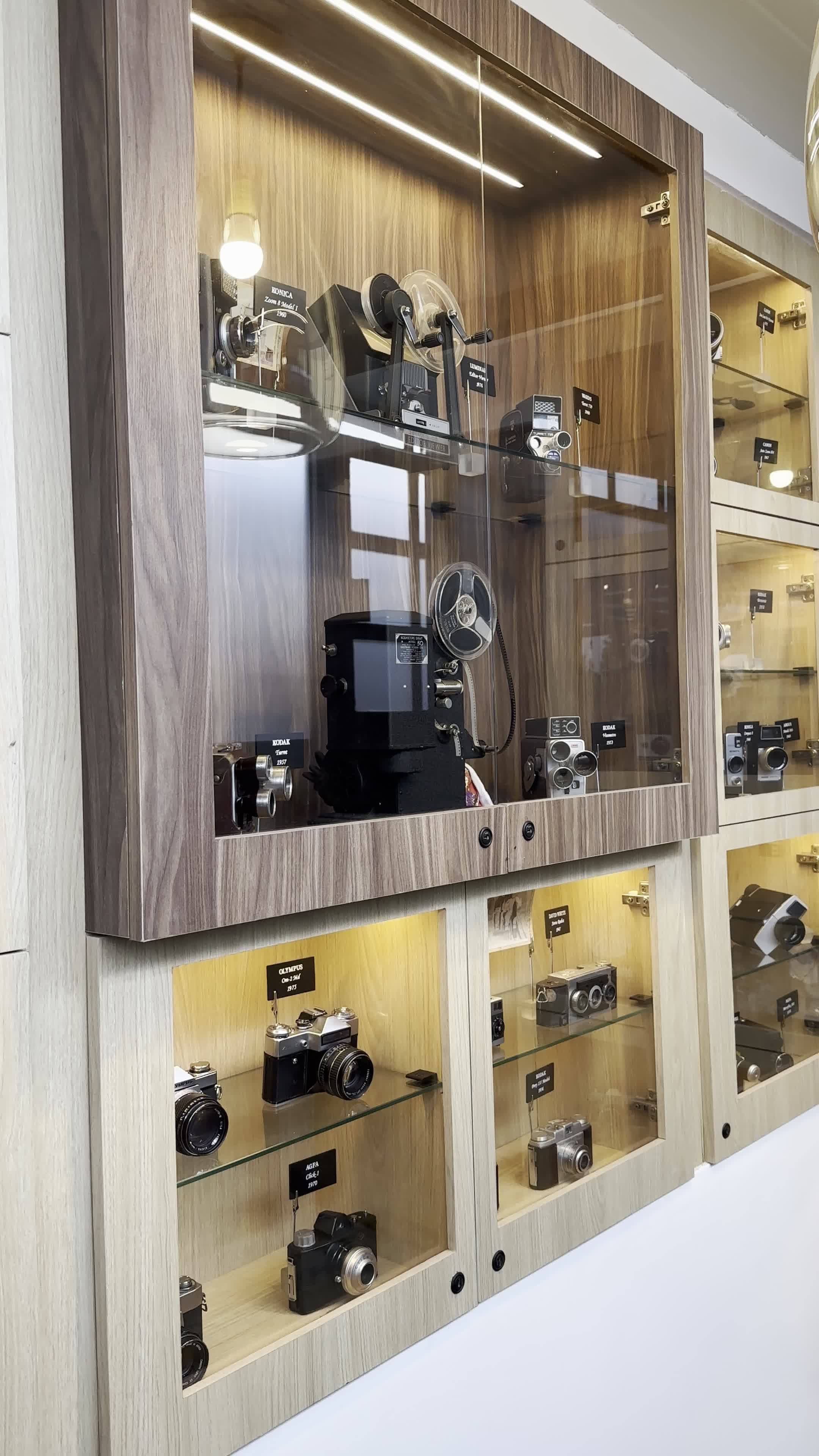 A display case with many different types of cameras Free Stock Video ...