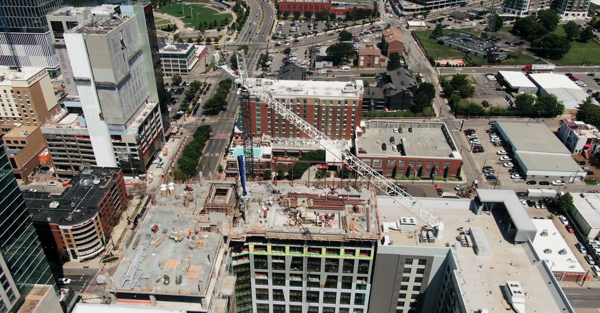 a Building Under Construction In A City Free Stock Video Footage ...