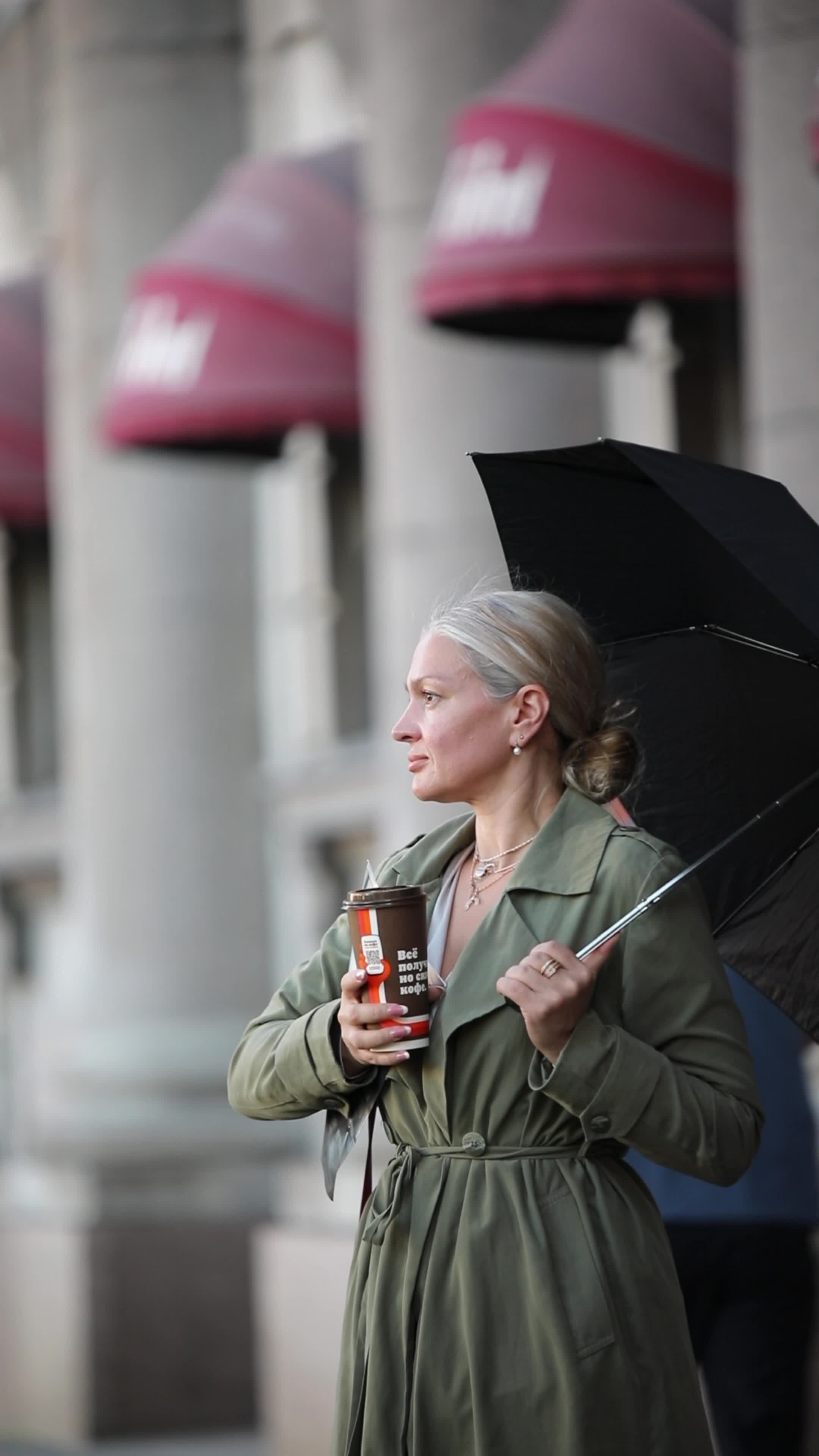 a woman with an umbrella walking down the street 28441968 — free pexels stock footage