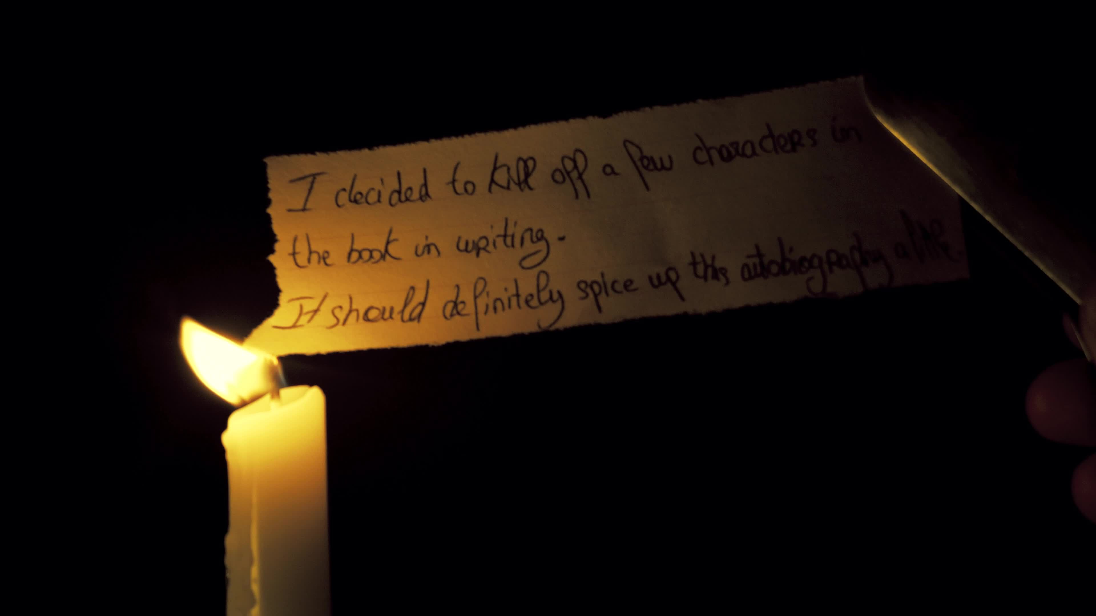 Burning Candle and Paper with Mysterious Note Free Stock Video Footage ...
