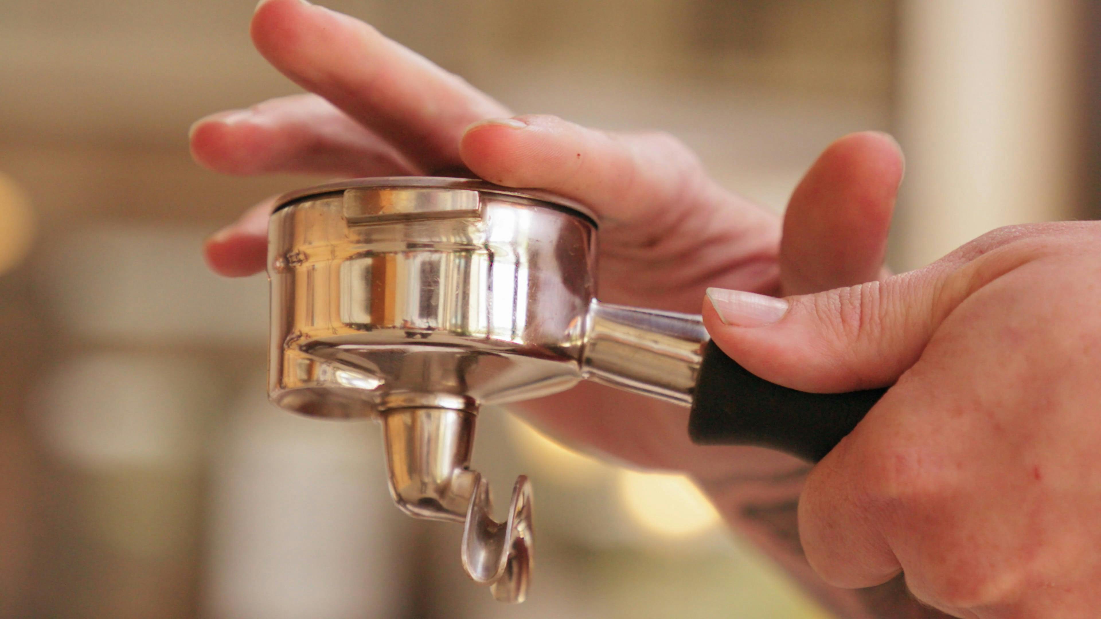 Ground Coffee On A Portable Filter Of A Coffee Maker Machine Free Stock Video Footage, Royalty