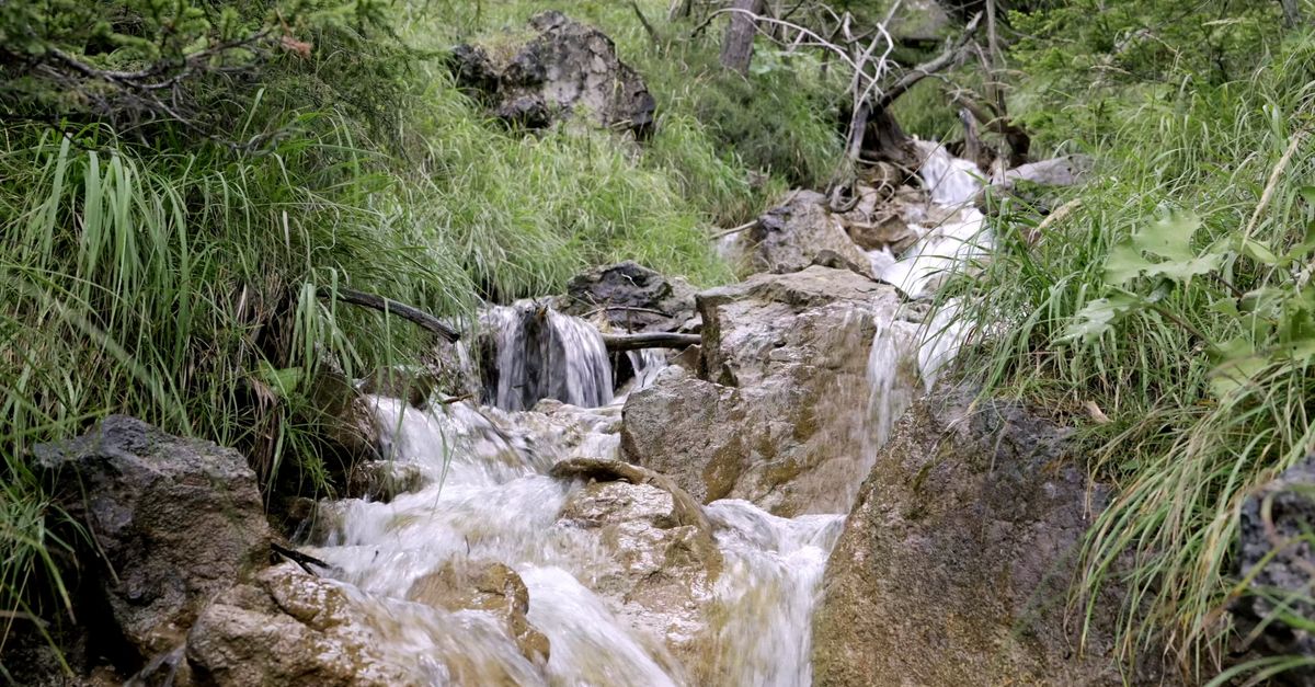 Scenic Mountain Stream Flowing Through Rocky Terrain Free Stock Video ...