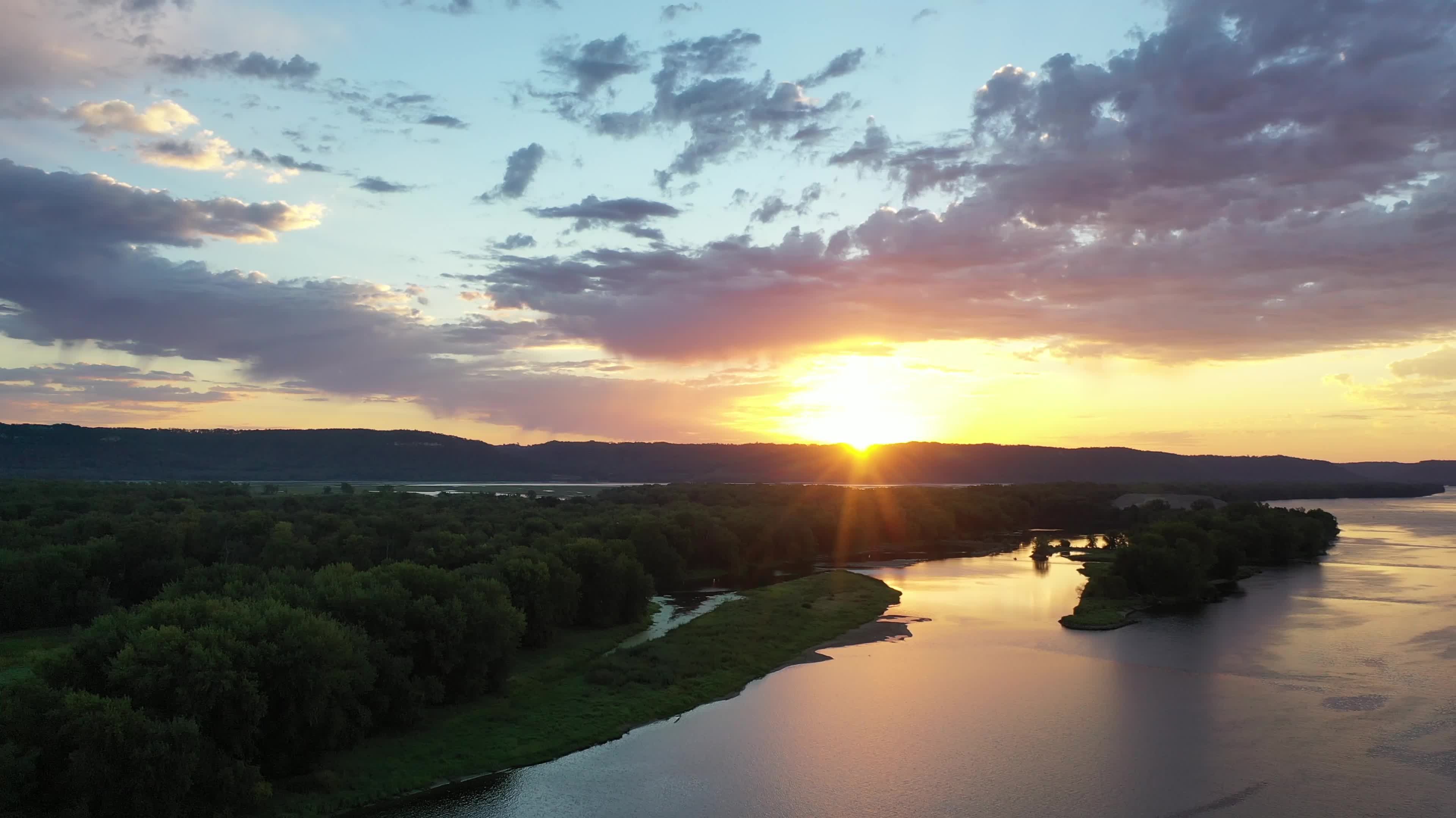 breathtaking river sunset aerial view 28683113