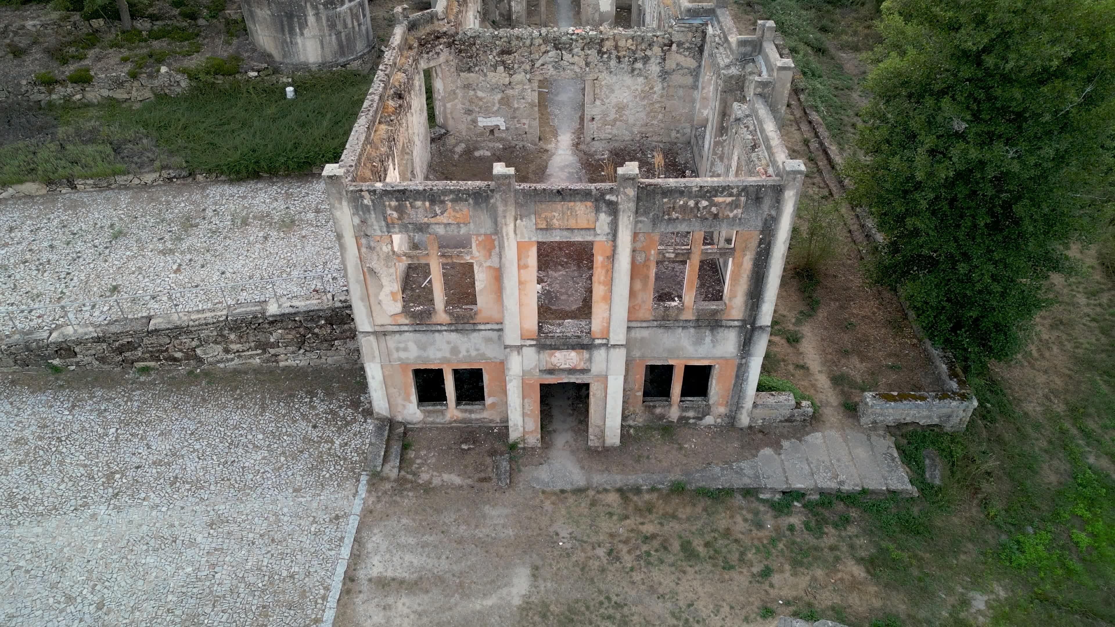 Aerial View of Abandoned Building Ruins Free Stock Video Footage ...