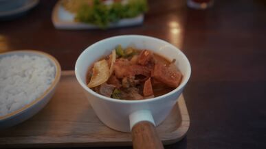 authentic asian cuisine noodles and rice dish