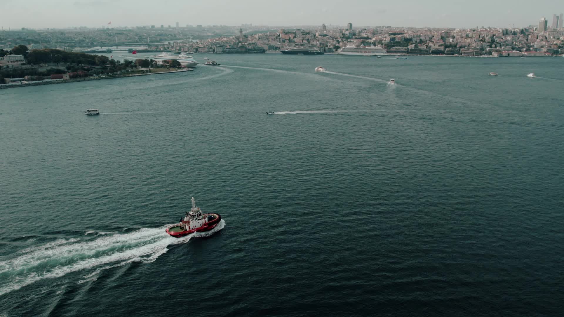 Aerial View of Coast Guard in Istanbul's Bosphorus Free Stock Video ...