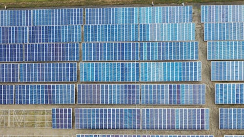 Solar Panels In Rows To Catch The Heat Of The Sun