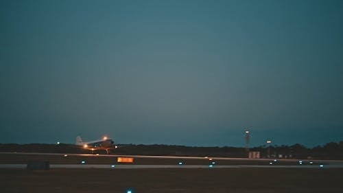 Slow Motion Footage Of An Aircraft Taking Off From The Runway