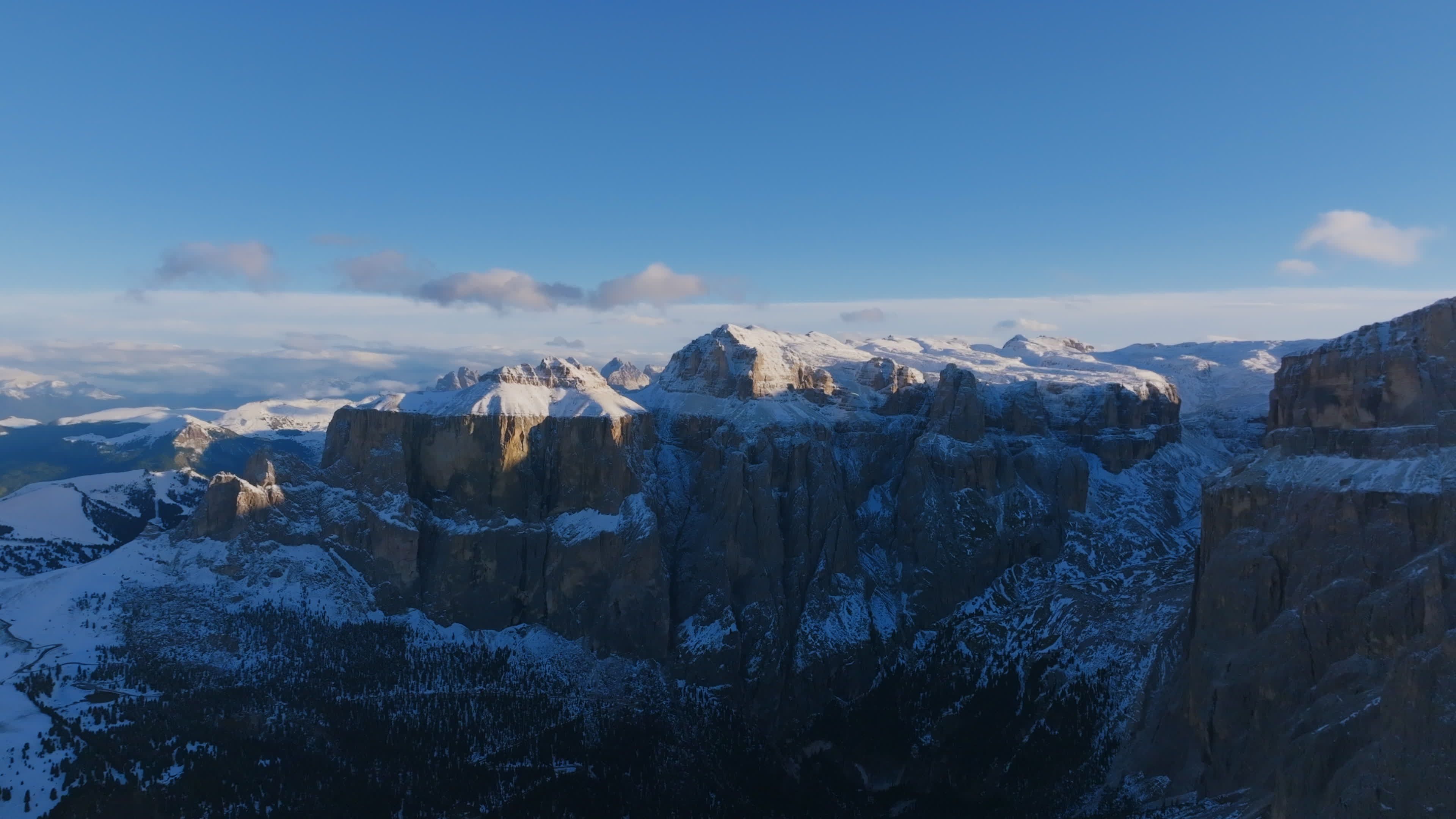 Aerial View of Snowy Mountain Range in Winter Free Stock Video Footage ...