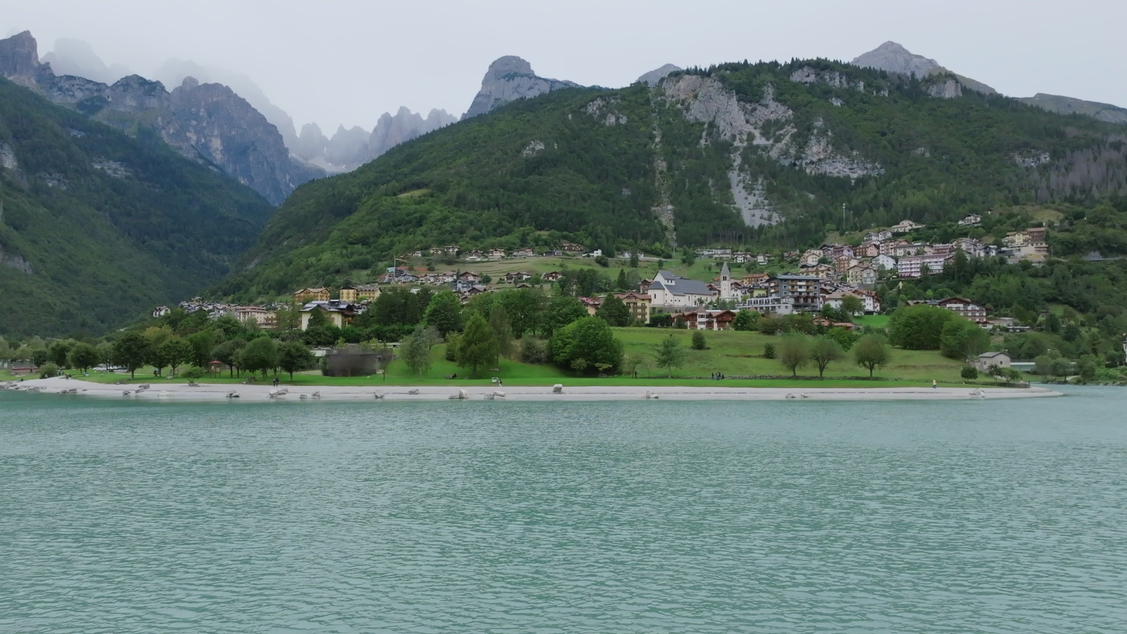 Scenic Mountain Lake with Village View Free Stock Video Footage ...