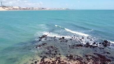 scenic aerial view of ocean and coastline