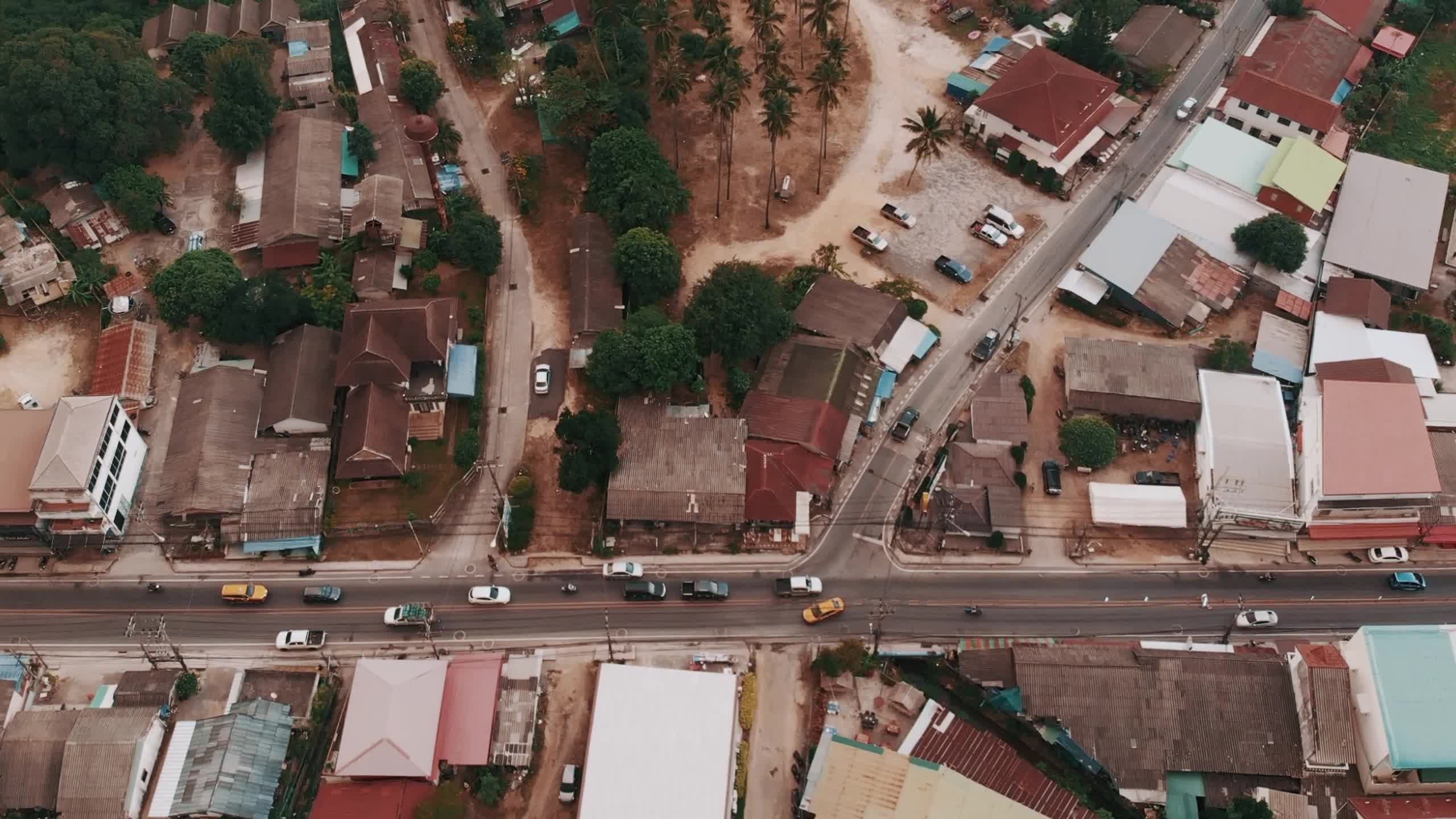 Aerial View of Busy Urban Street and Traffic Free Stock Video Footage ...