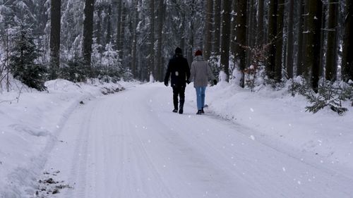 Couple Walking in Winter Snowy City Scene Free Stock Video Footage ...