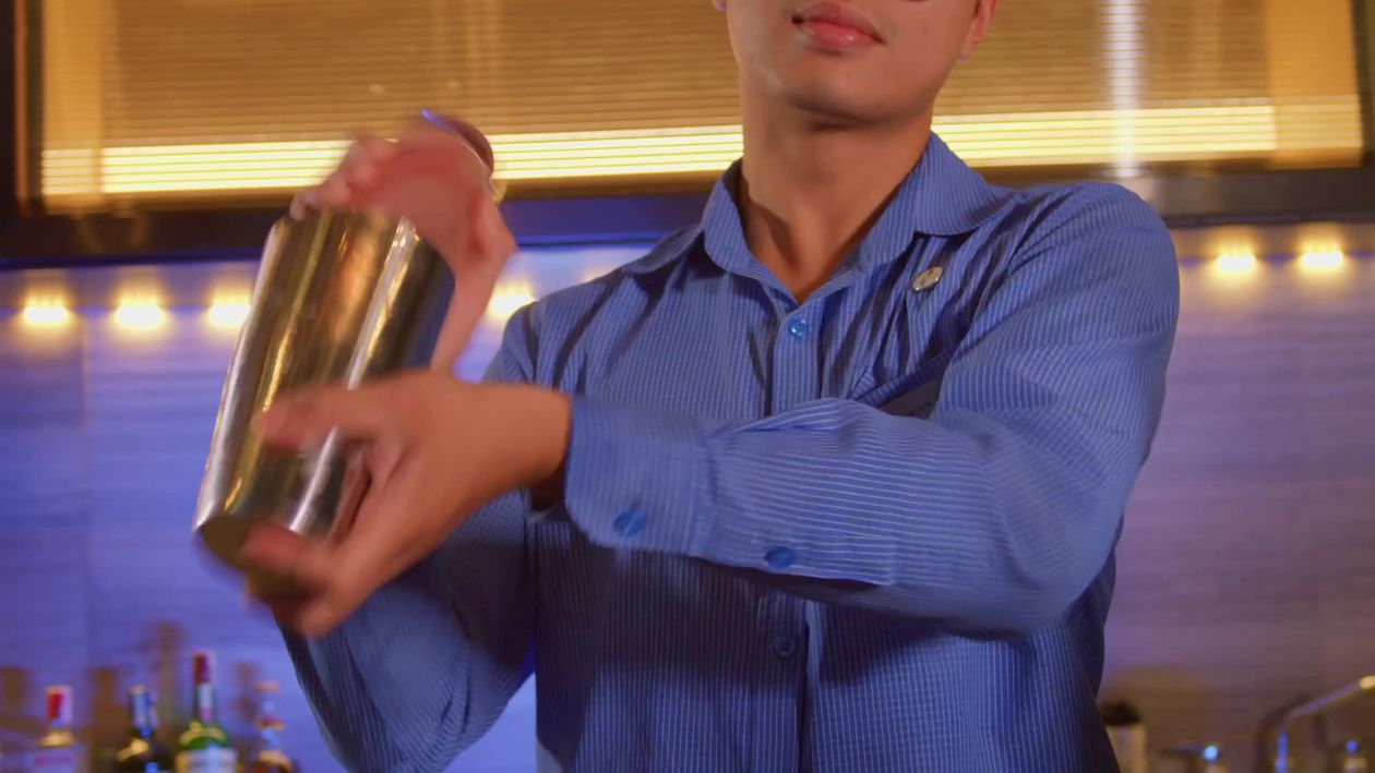Bartender Shaking Cocktail in Modern Bar Free Stock Video Footage ...