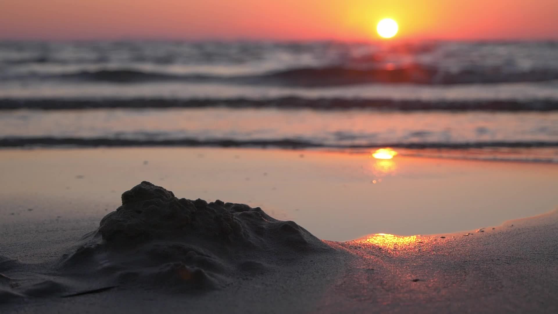 Tranquil Sunset over Ocean Beach Scene Free Stock Video Footage ...