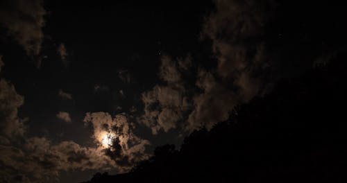 The Moon And Clouds In The Night Sky