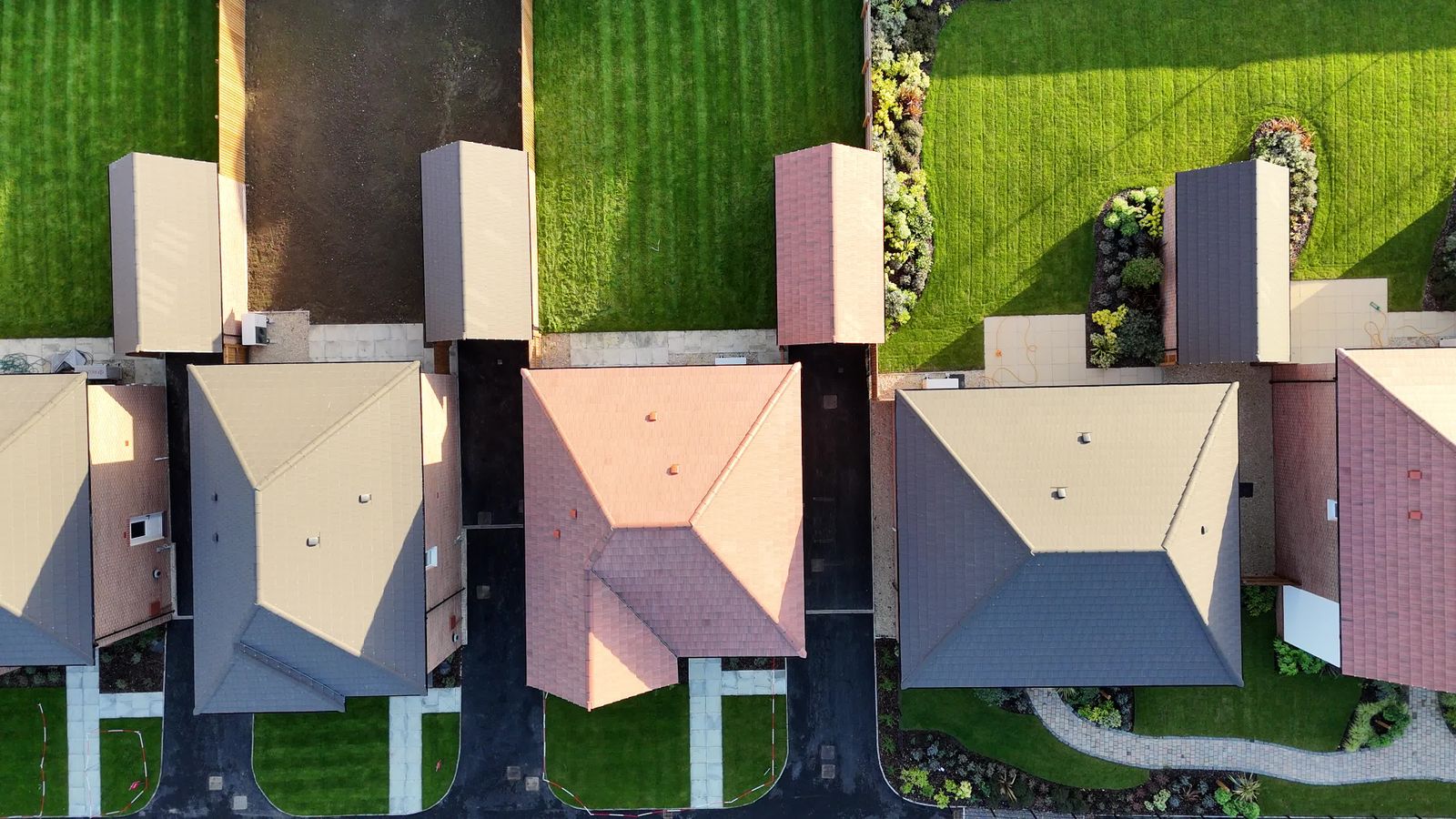 Aerial view of residential properties