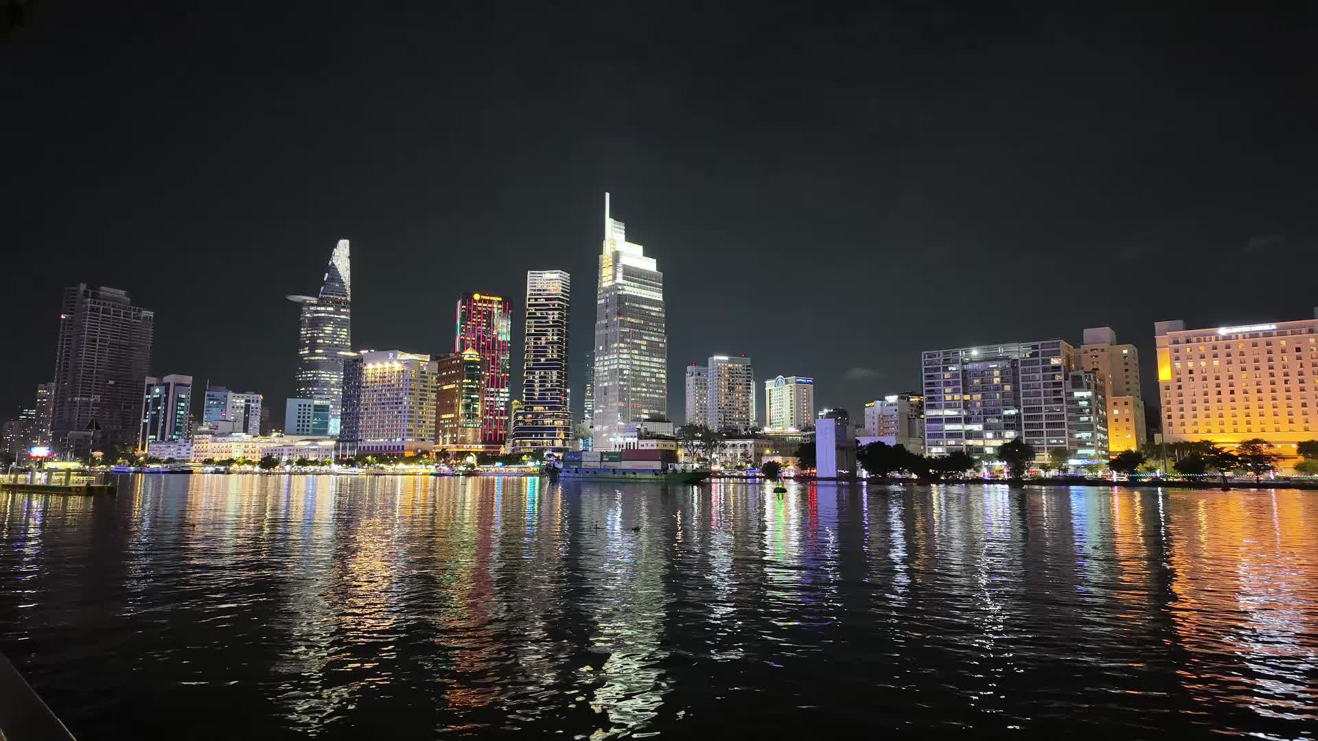 Stunning Nighttime Cityscape Skyline Reflection Free Stock Video ...